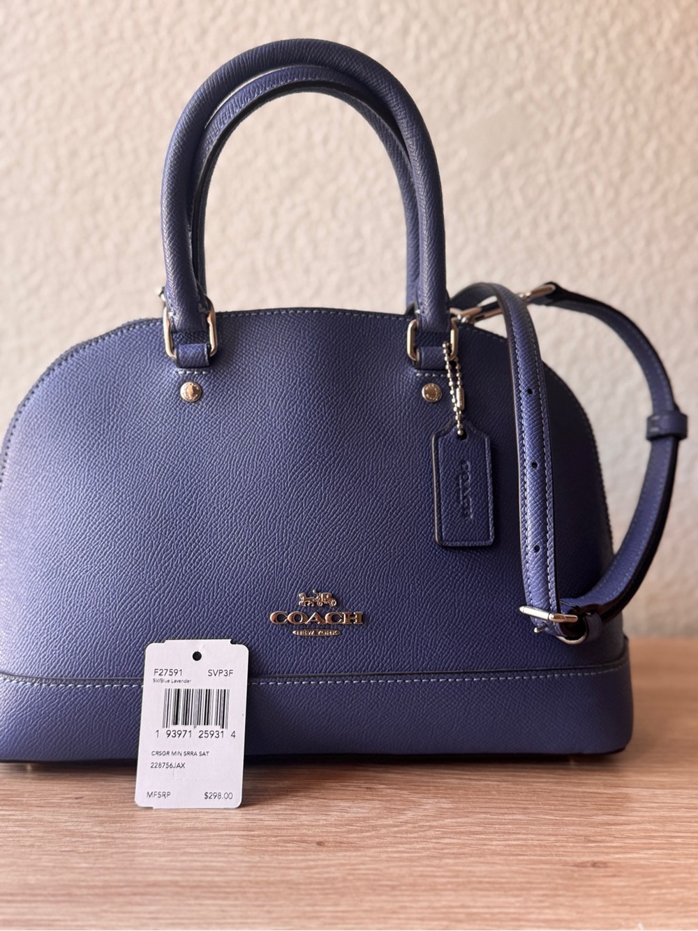 Coach Navy Leather Dome Satchel - Navy